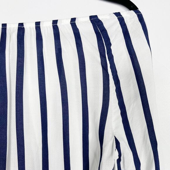 New Cupcakes and Cashmere XS White Blue Striped Off The Shoulder Blouse Top - Picture 5 of 8